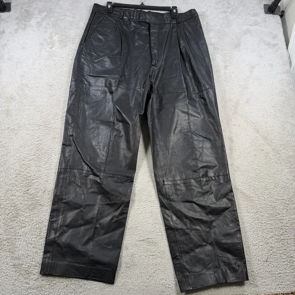 WIlsons Leather Pants Mens 38 (Fit 35x29) Black Lined Straight Leg M Julian